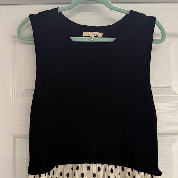 Chic Black and White Polka Dot Midi Dress - Picture 3 of 5